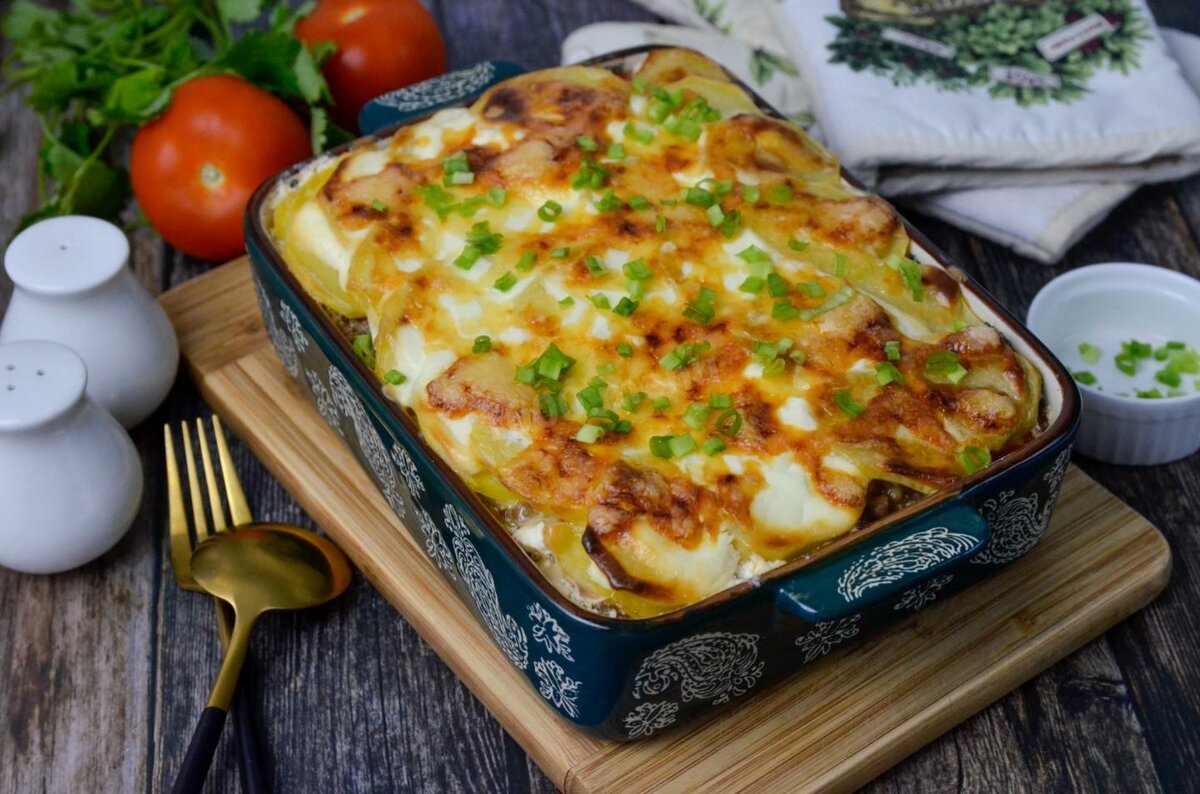 КАРТОФЕЛЬ С ФАРШЕМ И ПОМИДОРАМИ В ДУХОВКЕ 💖КЛАССНАЯ ЗАПЕКАНКА!